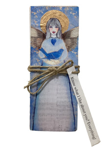 Small Wood Block Angel - Know what I like about you? Everything!