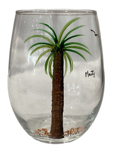 Stemless Wine Glass - Palm Tree