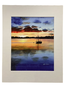 Sunset Sailboat - Giclée Print 8" x 10"