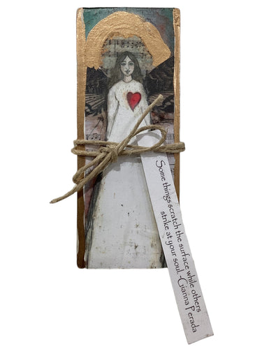 Small Wood Block Angel - Some thing scratch the surface while others strike at your soul. - Gianna Perada