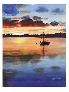 Notecard - Sunset Sailboat - Single Card
