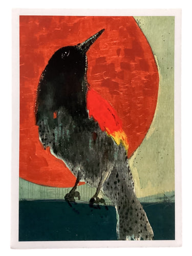 Red Winged Black Bird Copper Moon - Print - 5