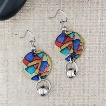 Alcohol Ink Stainless Steel Ball Connector Earrings