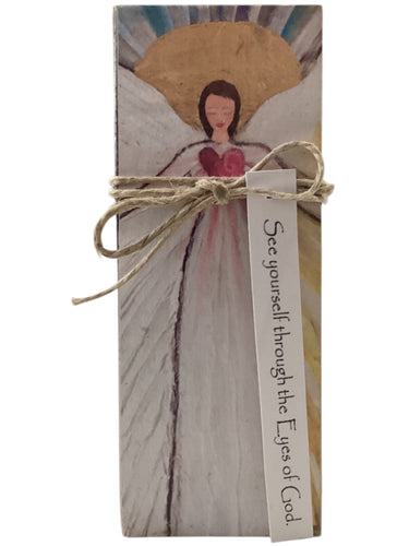 Small Wood Block Angel - See yourself through the Eyes of God.