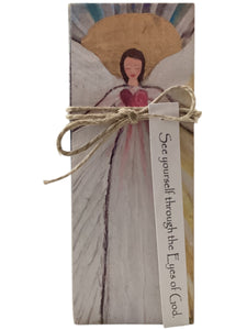 Small Wood Block Angel - See yourself through the Eyes of God.