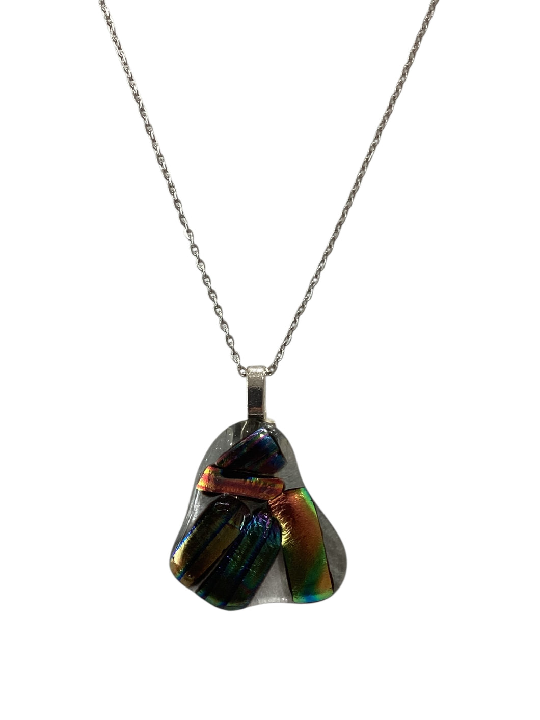 Dichro Multi-Color on Clear Necklace