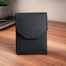 Genuine Full-Grain Leather Minimalist Wallet, Flap Closure
