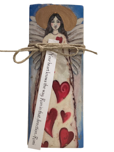Small Wood Block Angel - Your heart knows the way. Run in that direction. – Rumi