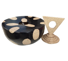 Large Black and Tan Lidded Vessel