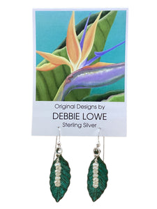 Leaves with Stacked Pearls Earrings
