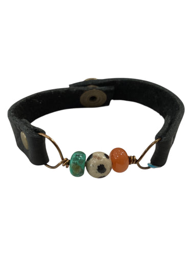 Genuine Leather & Natural Stones Bracelet
