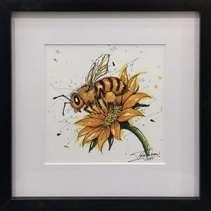 Honey Bee on Sunflower - Framed
