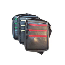 Recycled Rubber Crossbody Bag w/Colored Zippers - Green