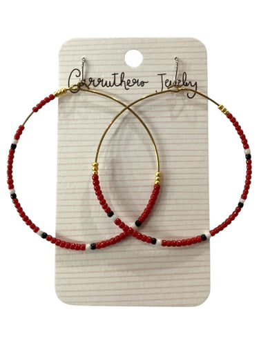 Red + Black + White Hoop Earrings