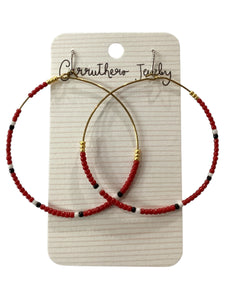 Red + Black + White Hoop Earrings