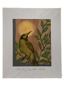 Gold Moon Grey Hooded Warbler - Print - 16" x 20"