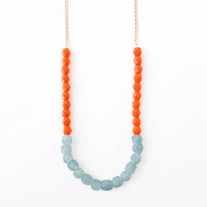 Recycled African Glass and Mixed Bead Necklace - Orange