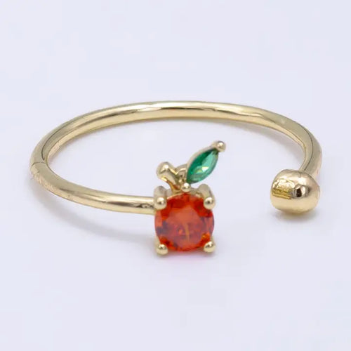 24K Gold Filled Cubic Zirconia Orange Open Ring