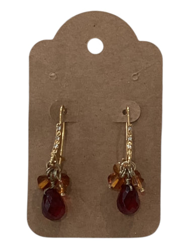 Vintage Earrings - Red & Amber Beads