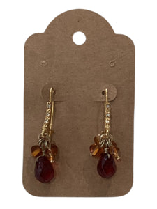 Vintage Earrings - Red & Amber Beads