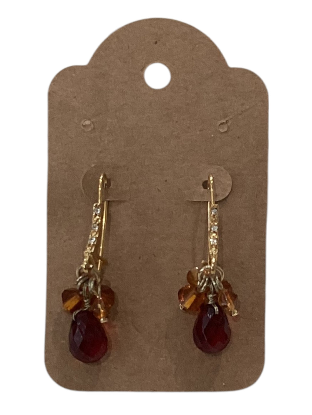 Vintage Earrings - Red & Amber Beads