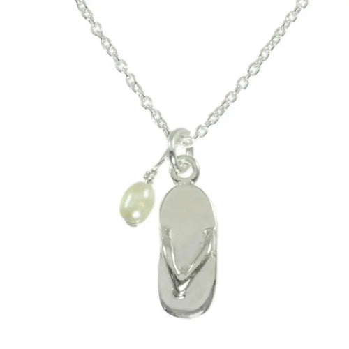 Sunshine & Saltwater Flip Flop Necklace - Sterling Silver