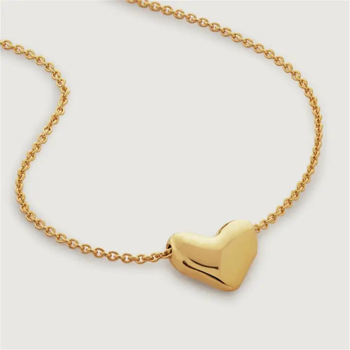 18K Stainless Steel Heart Necklace - Gold
