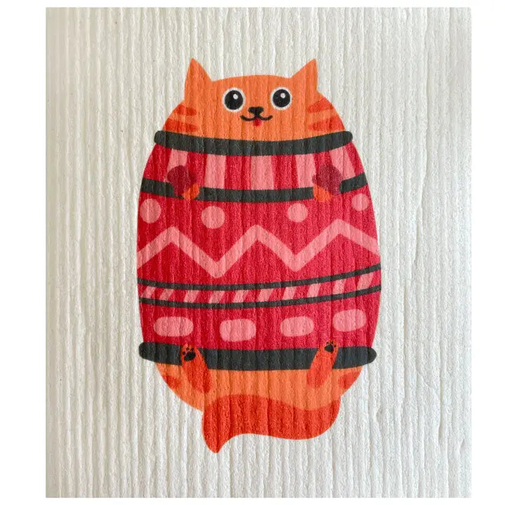 Swedish Dishcloth - Sweater Cat