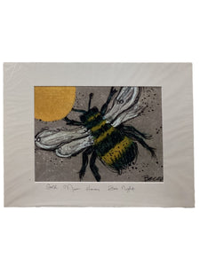 Gold Moon Honey Bee Night - Print - 16" x 20"