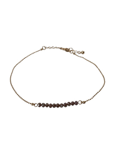 Bright Facet Beaded Bar & Gold Chain Anklet - Purple