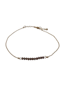 Bright Facet Beaded Bar & Gold Chain Anklet - Purple