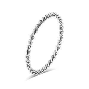 Stainless Steel Braided Stacking Ring - Hypoallergenic - Stainless