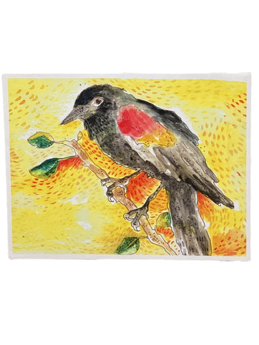 Red Winged Blackbird Copper Moon - Print - 8