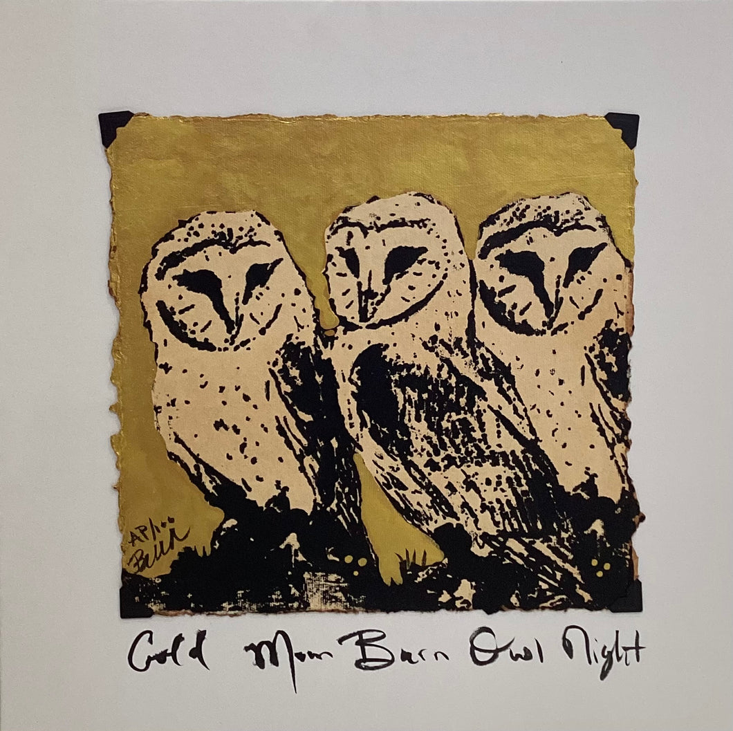 Gold Moon Barn Owl Night - Original - 8