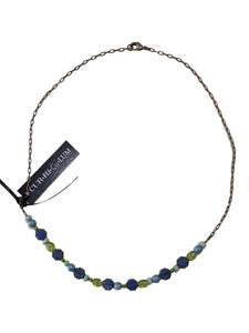 Denim Blue Flower & Mixed Czech Glass Necklace - 19"