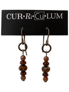 Bronze Glass and Brass Bead Earrings