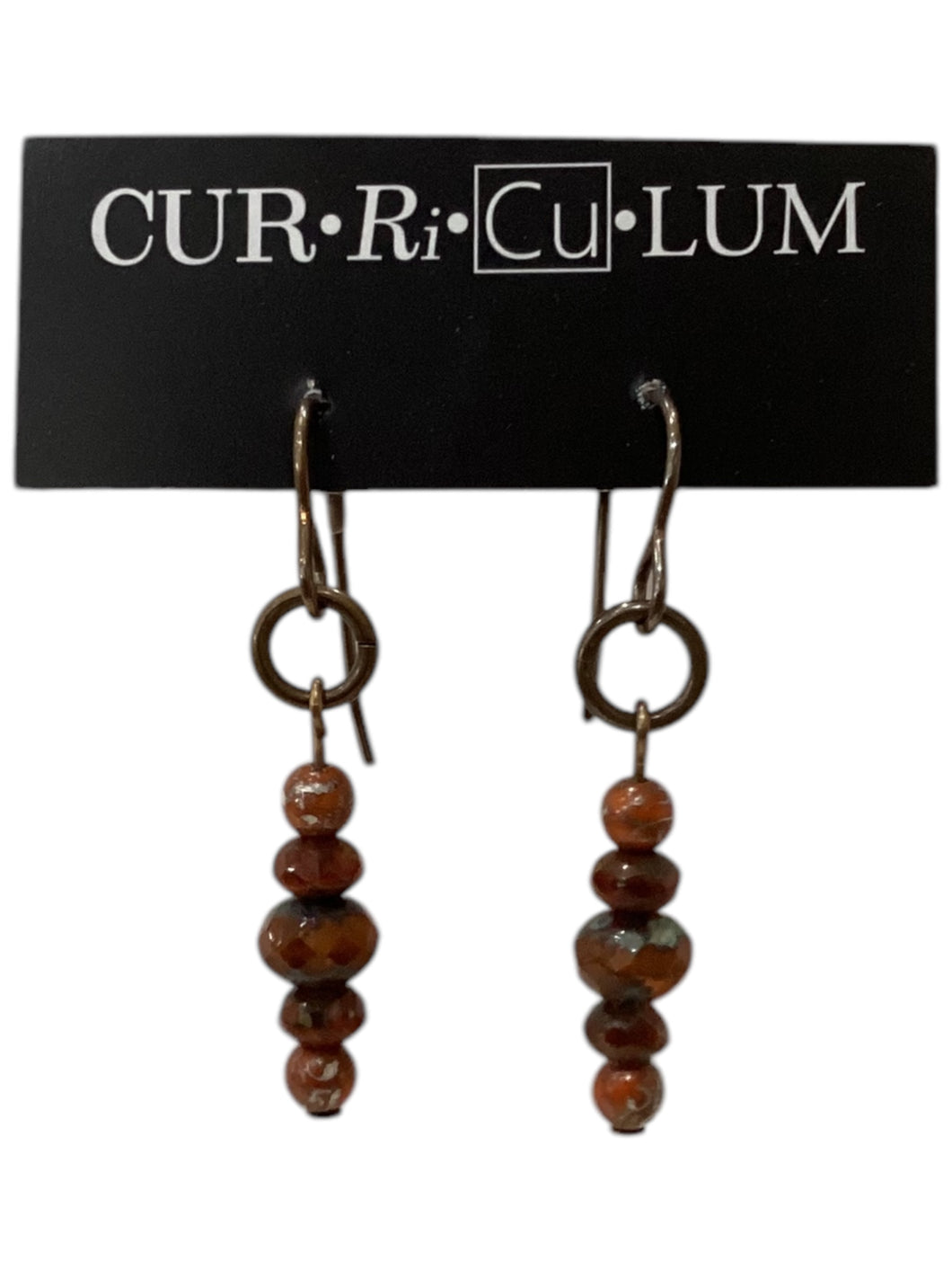 Bronze Glass and Brass Bead Earrings