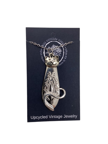 Silverplate Kitty Cat Necklace