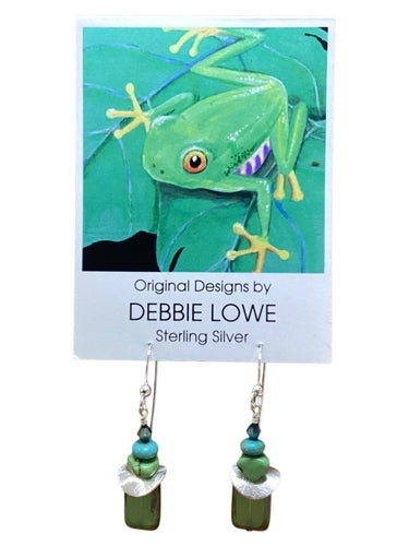 Green Rectangles Earrings