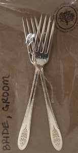 "Bride, Groom" Stamped Forks