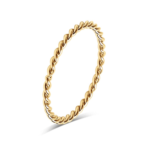 Stainless Steel Braided Stacking Ring - Hypoallergenic - Gold