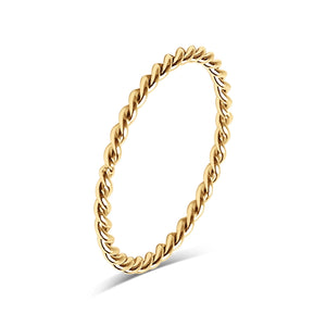 Stainless Steel Braided Stacking Ring - Hypoallergenic - Gold