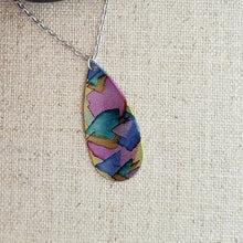 Alcohol Ink Stainless Steel Medium Teardrop Necklace