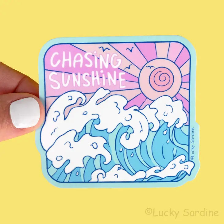 Ocean Waves - Sunset - Chasing Sunshine Vinyl Sticker