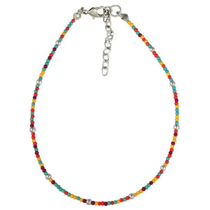Bright Multicolor Seed Bead Anklet