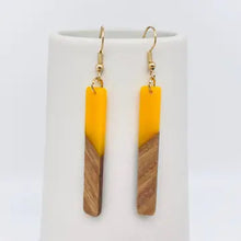 Resin Wooden Stick Pendant Earrings - Rectangle