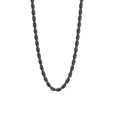 Black Stainless Steel Rope Chain Necklace - 7mm/20"