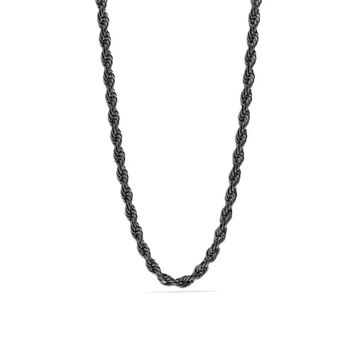 Black Stainless Steel Rope Chain Necklace - 7mm/20