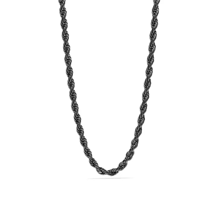 Black Stainless Steel Rope Chain Necklace - 7mm/20