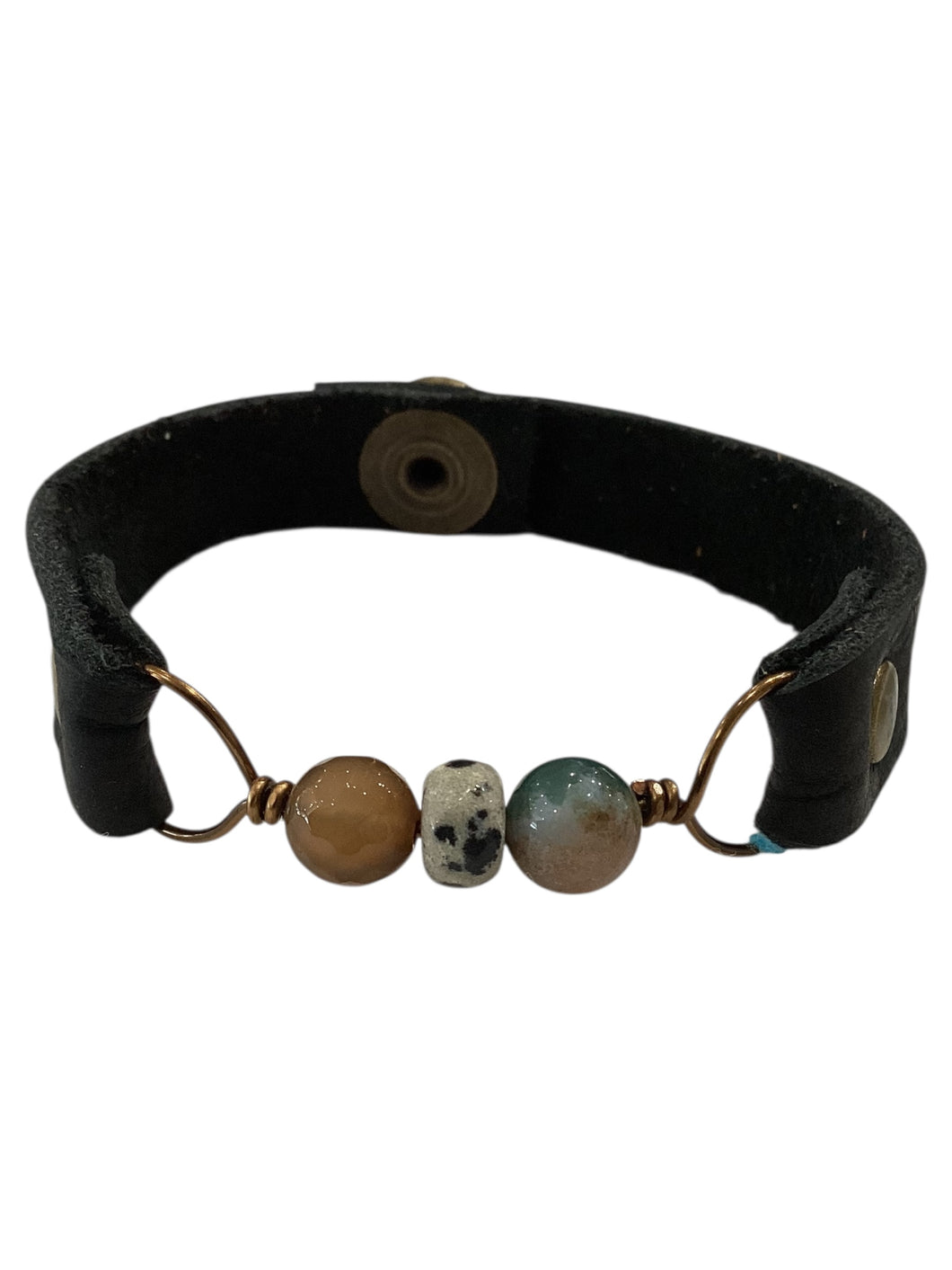 Genuine Leather & Natural Stones Bracelet